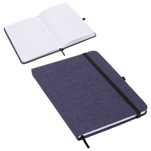 Twill Heathered Hard Cover Journal, 7" x 5"