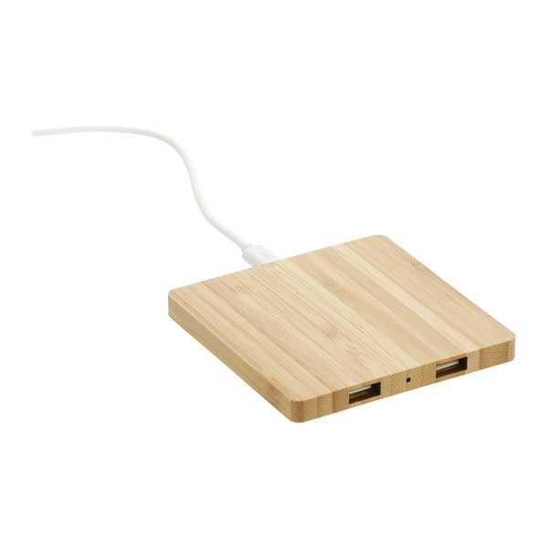 Bamboo Wireless Charging Pad w/ Dual Outputs
