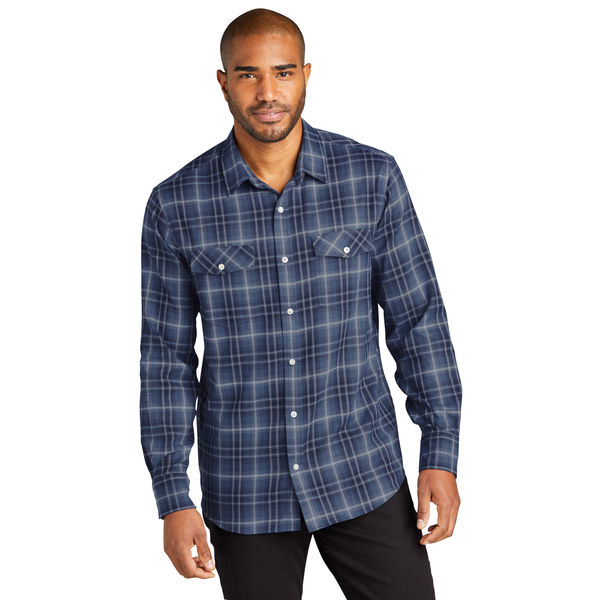 Port Authority® Long Sleeve Ombre Plaid Men's Shirt
