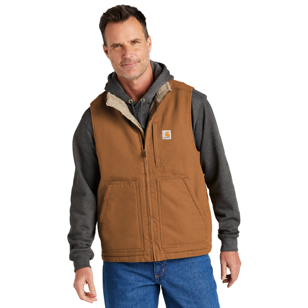 Carhartt® Cotton Washed Duck Sherpa-Lined Mock Neck Men's Vest