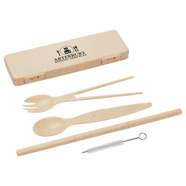 Portable 6-in-1 Wheatstraw Tableware Set