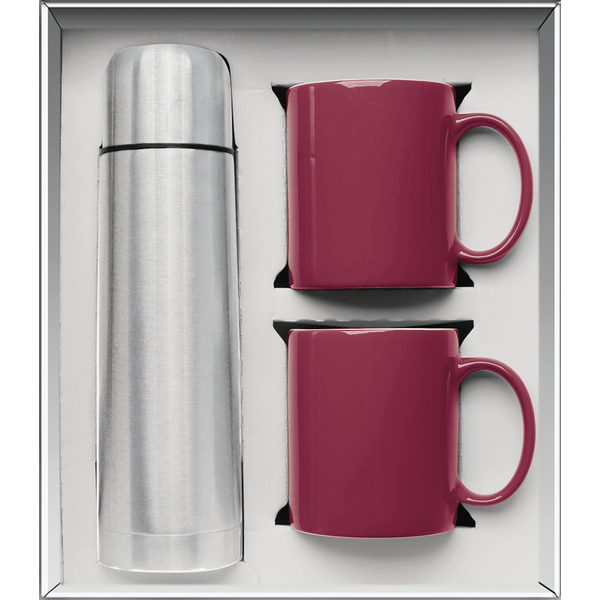 Vacuum Insulated Bottle & Ceramic Mugs Gift Set