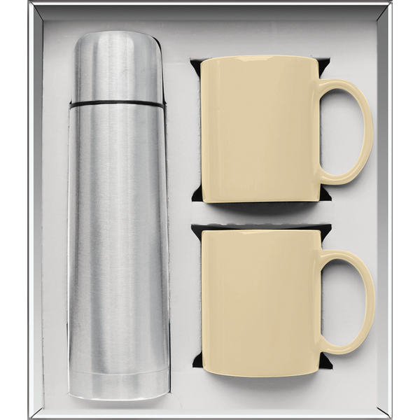 Vacuum Insulated Bottle & Ceramic Mugs Gift Set