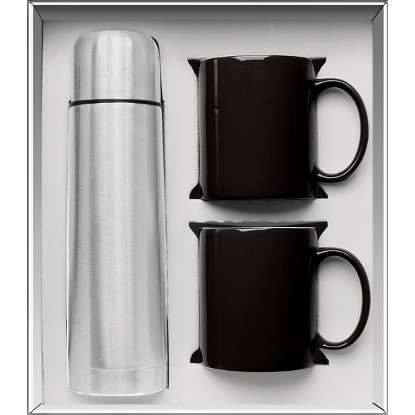 Vacuum Insulated Bottle & Ceramic Mugs Gift Set