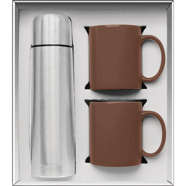 Vacuum Insulated Bottle & Ceramic Mugs Gift Set