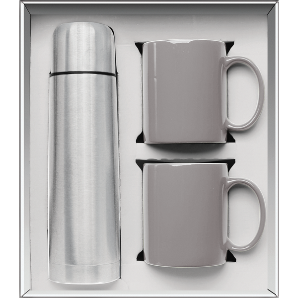Vacuum Insulated Bottle & Ceramic Mugs Gift Set
