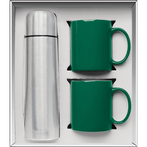 Vacuum Insulated Bottle & Ceramic Mugs Gift Set