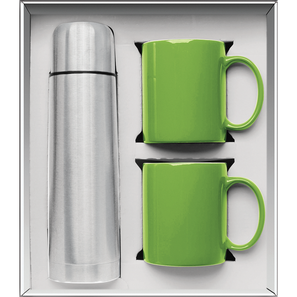 Vacuum Insulated Bottle & Ceramic Mugs Gift Set