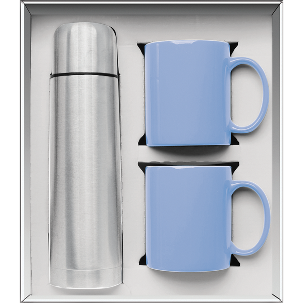 Vacuum Insulated Bottle & Ceramic Mugs Gift Set