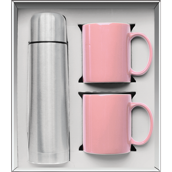 Vacuum Insulated Bottle & Ceramic Mugs Gift Set