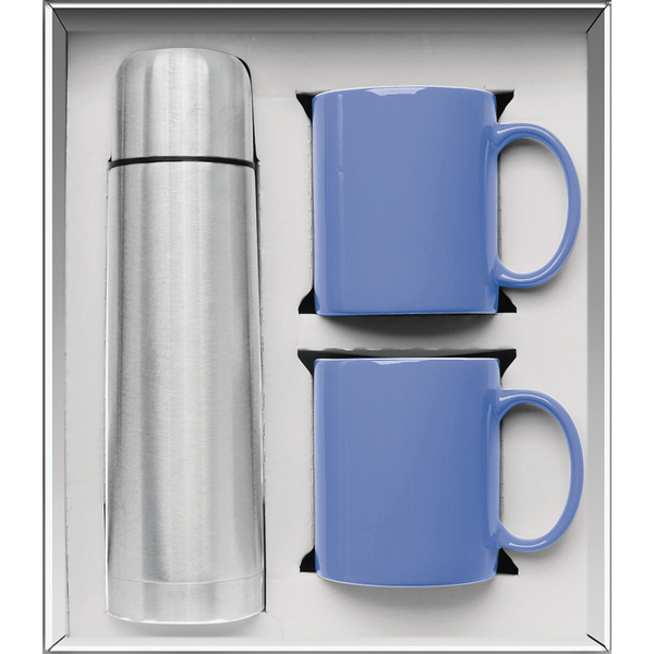 Vacuum Insulated Bottle & Ceramic Mugs Gift Set