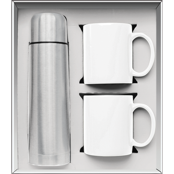 Vacuum Insulated Bottle & Ceramic Mugs Gift Set