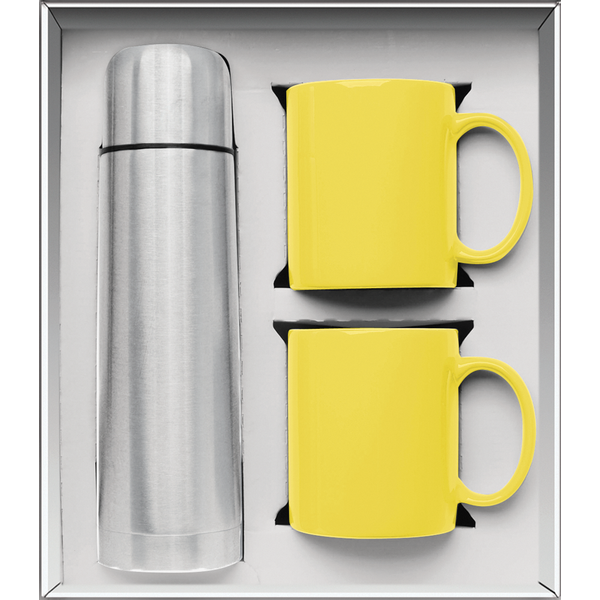 Vacuum Insulated Bottle & Ceramic Mugs Gift Set