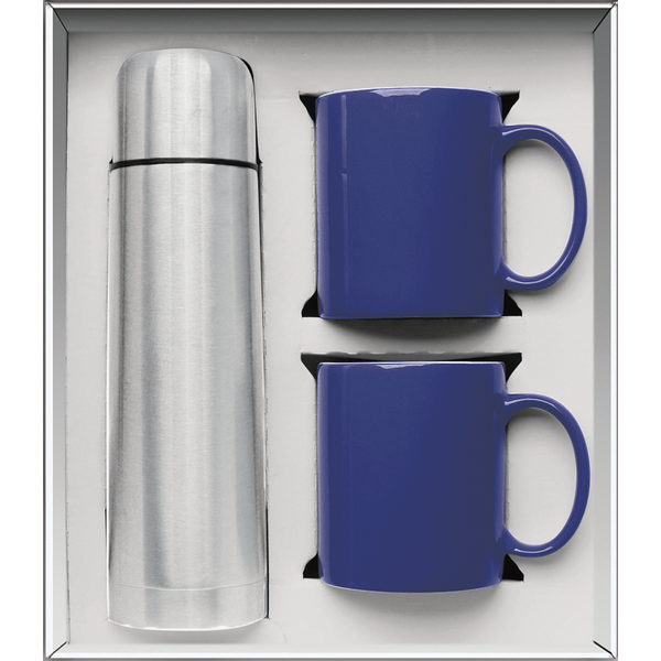 Vacuum Insulated Bottle & Ceramic Mugs Gift Set
