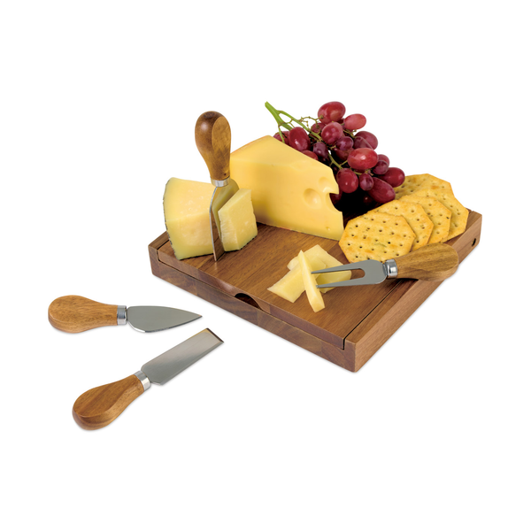 La Cuisine Acacia Wood Cheese Board w/ Serving Set