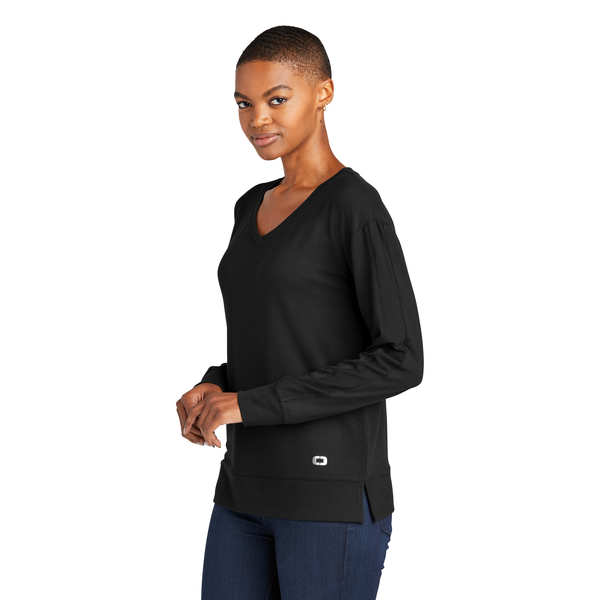 OGIO® Luuma Flex Modal/Poly/Spandex French Terry Long Sleeve Ladies' V-Neck Tee