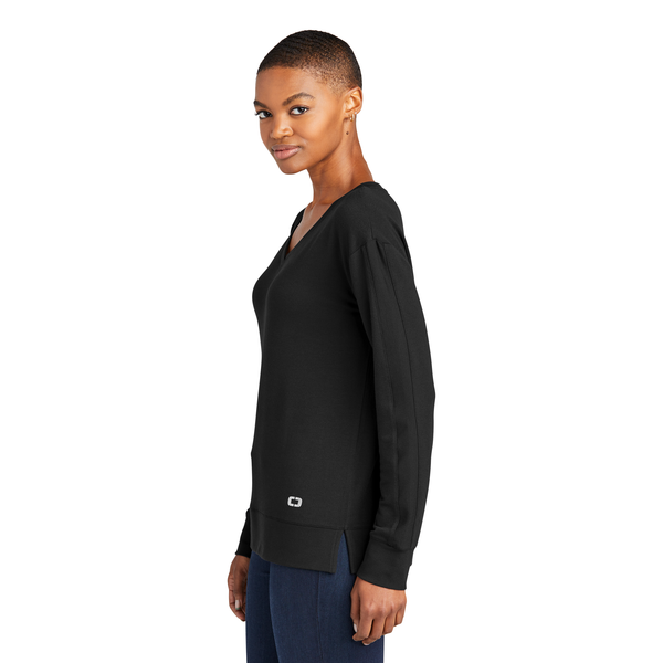 OGIO® Luuma Flex Modal/Poly/Spandex French Terry Long Sleeve Ladies' V-Neck Tee