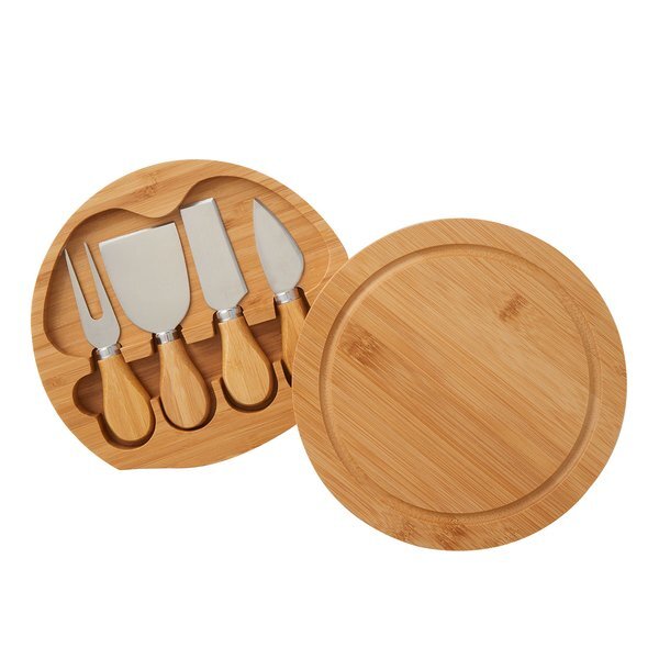 Swivel Top 5-Piece Bamboo Cheese Board Set