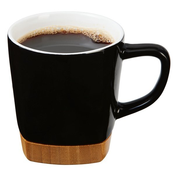 Ceramic Mug w/ Removable Bamboo Coaster, 11oz.