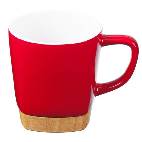 Ceramic Mug w/ Removable Bamboo Coaster, 11oz.