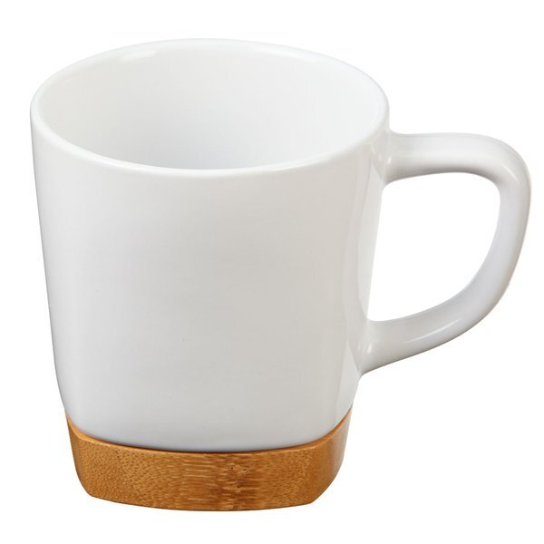 Ceramic Mug w/ Removable Bamboo Coaster, 11oz.