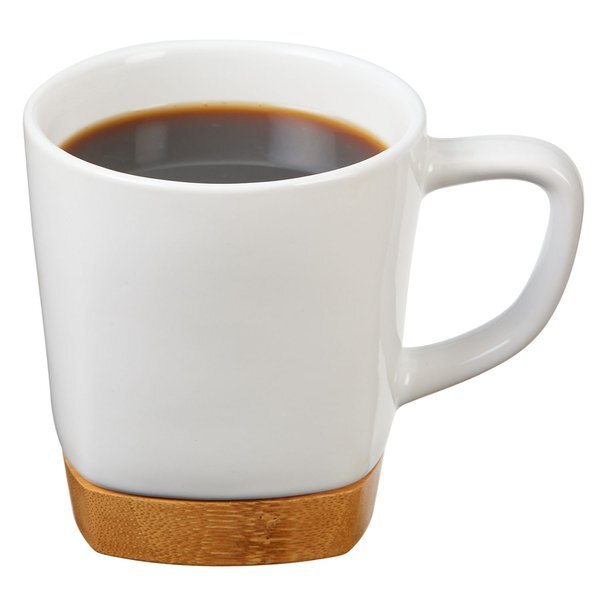 Ceramic Mug w/ Removable Bamboo Coaster, 11oz.