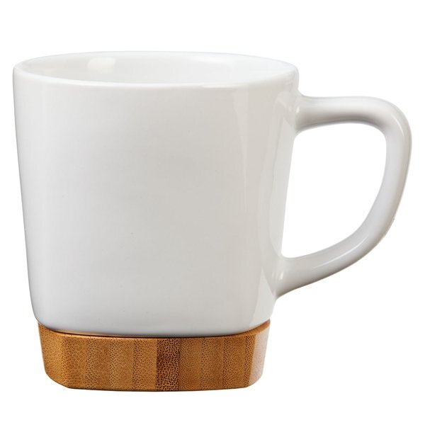 Ceramic Mug w/ Removable Bamboo Coaster, 11oz.