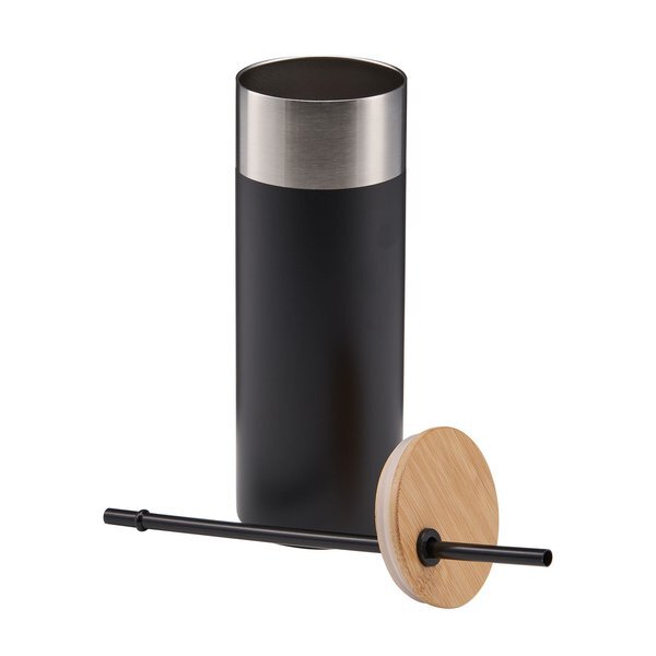 Stainless Steel Tumbler w/ Bamboo Lid & Straw, 20oz.