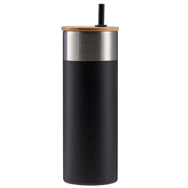 Stainless Steel Tumbler w/ Bamboo Lid & Straw, 20oz.