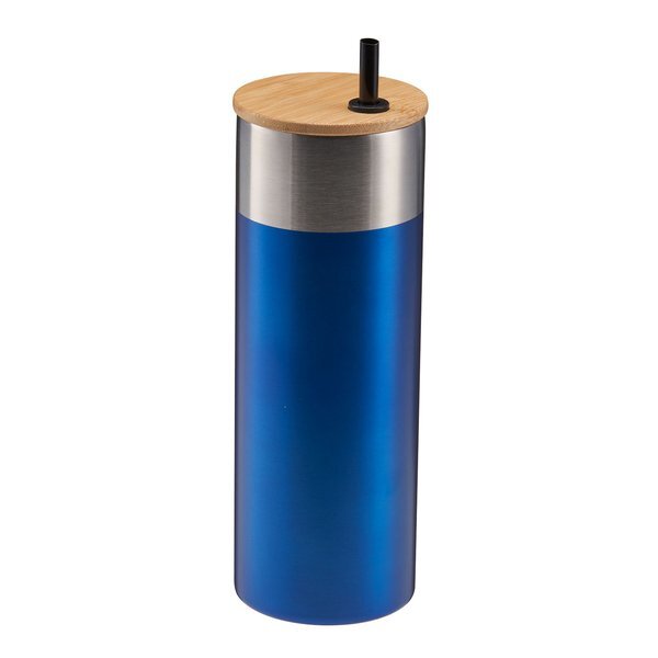 Stainless Steel Tumbler w/ Bamboo Lid & Straw, 20oz.