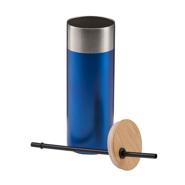 Stainless Steel Tumbler w/ Bamboo Lid & Straw, 20oz.