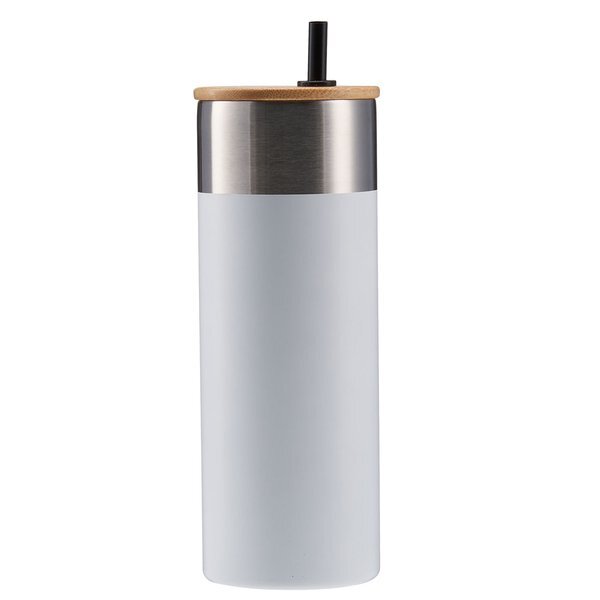 Stainless Steel Tumbler w/ Bamboo Lid & Straw, 20oz.