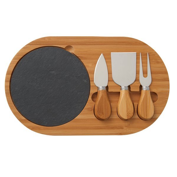 Oval Four-Piece Slate Cheese Board Set