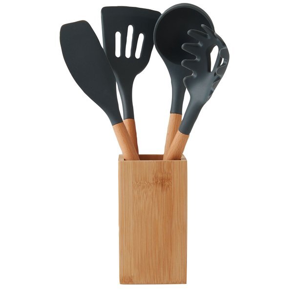 Five-Piece Bamboo & Silicone Utensil Set