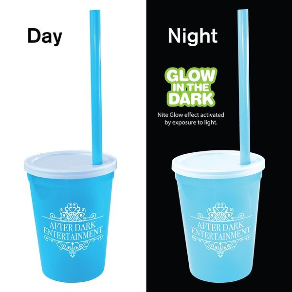 Nite Glow Stadium Cup w/ Straw & Lid, 12oz.