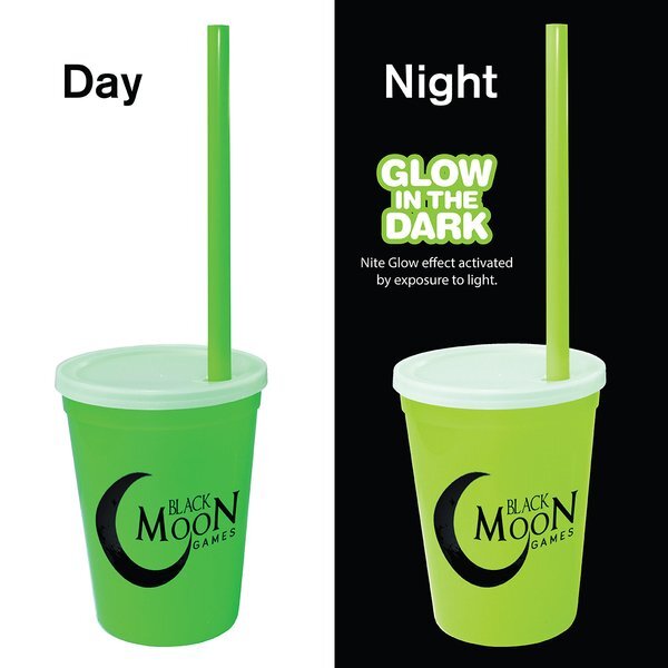 Nite Glow Stadium Cup w/ Straw & Lid, 12oz.