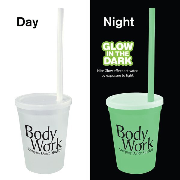 Nite Glow Stadium Cup w/ Straw & Lid, 12oz.