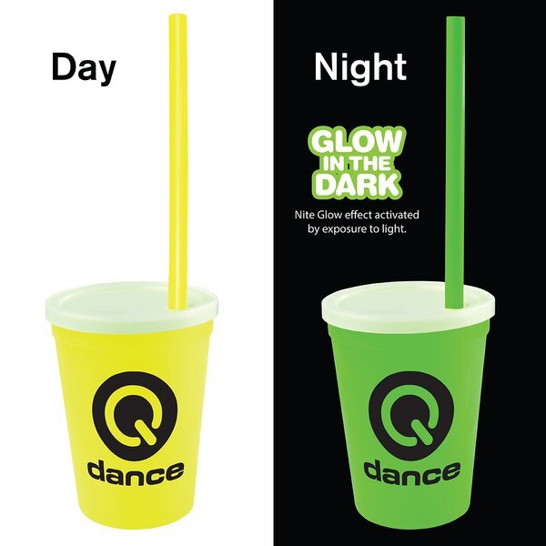 Nite Glow Stadium Cup w/ Straw & Lid, 12oz.