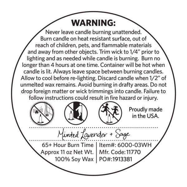Seventh Avenue Apothecary Minted Lavender & Sage Glass Jar Candle, 11oz.