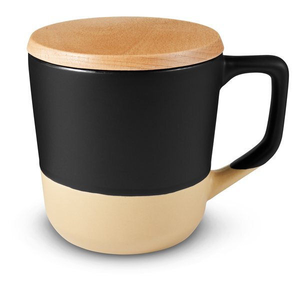 Boston Ceramic Mug with Wood Lid, 16.5 oz.