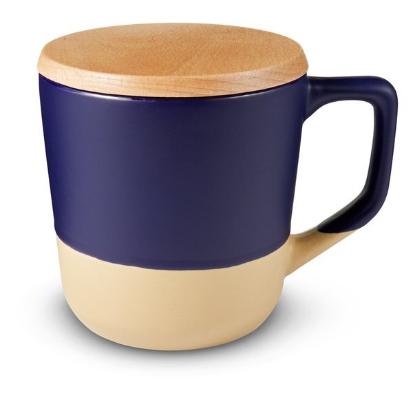 Boston Ceramic Mug with Wood Lid, 16.5 oz.