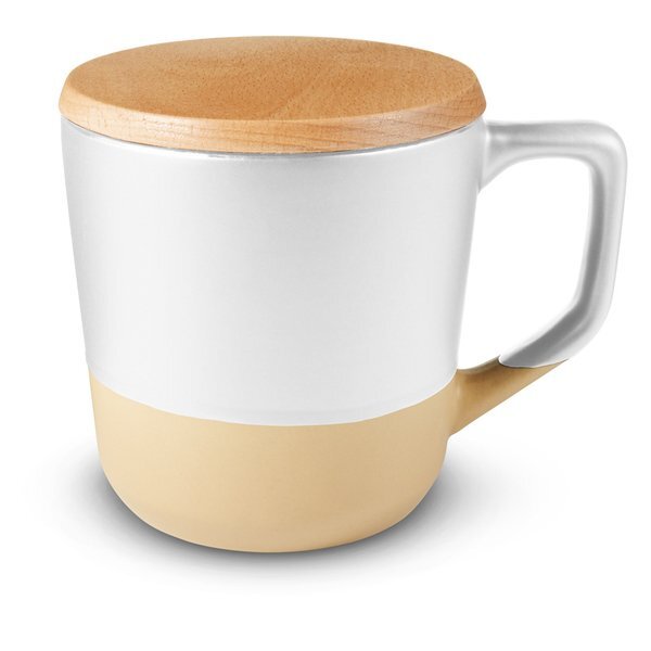 Boston Ceramic Mug with Wood Lid, 16.5 oz.