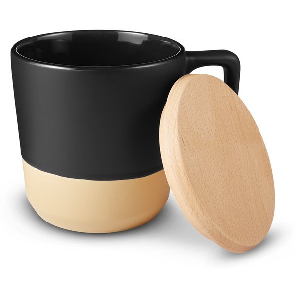 Boston Ceramic Mug with Wood Lid, 16.5 oz.