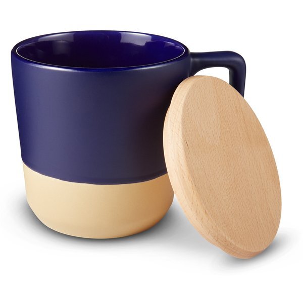 Boston Ceramic Mug with Wood Lid, 16.5 oz.