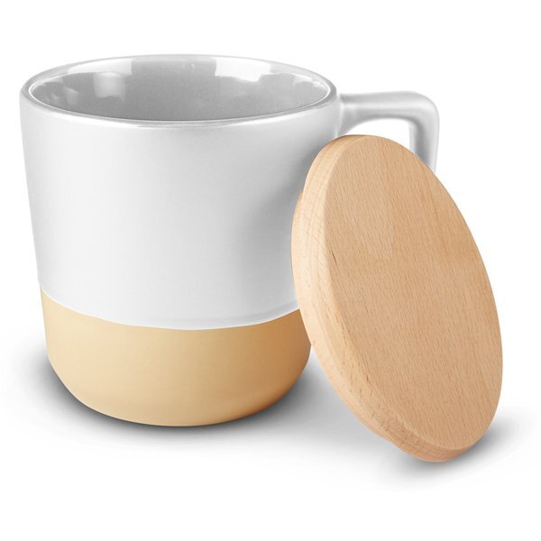 Boston Ceramic Mug with Wood Lid, 16.5 oz.