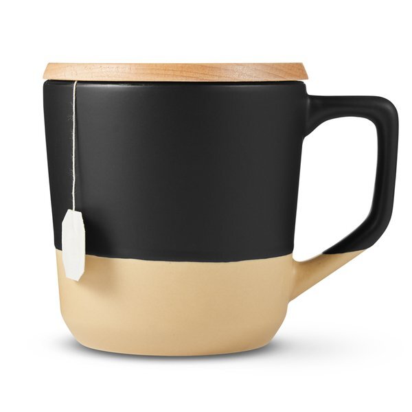 Boston Ceramic Mug with Wood Lid, 16.5 oz.