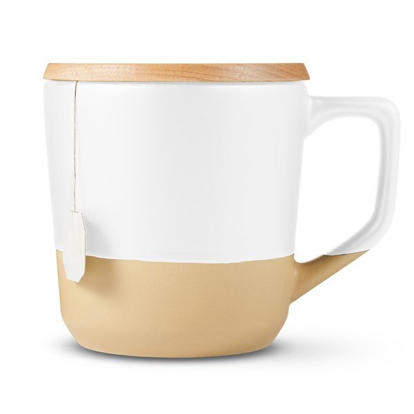 Boston Ceramic Mug with Wood Lid, 16.5 oz.