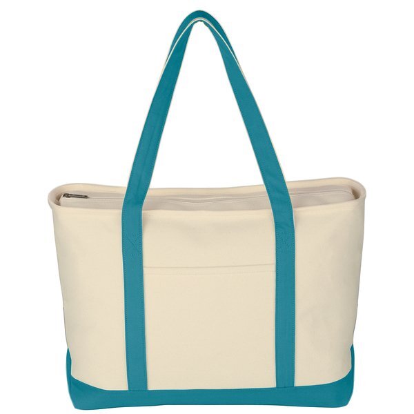 Large Heavy Cotton Canvas Zippered Boat Tote