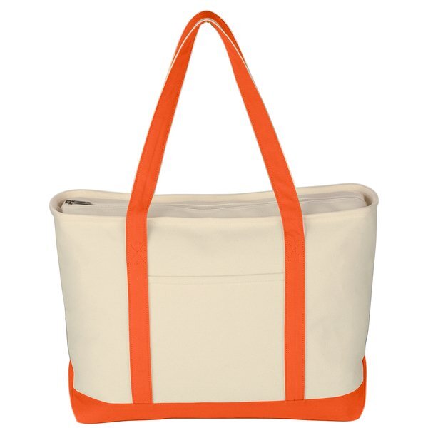 Large Heavy Cotton Canvas Zippered Boat Tote