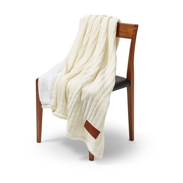 Leeman Cable Knit Sherpa Throw